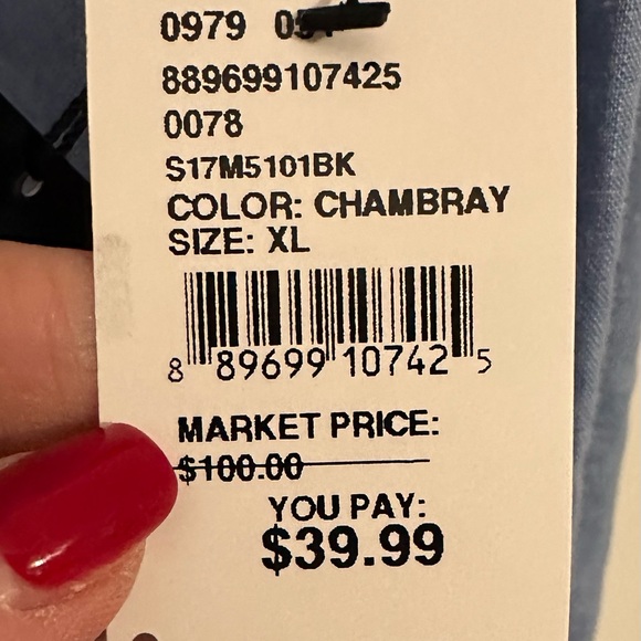 NWT Saks Fifth Avenue Light Blue Linen Button Down Shirt Size XL - Picture 4 of 10